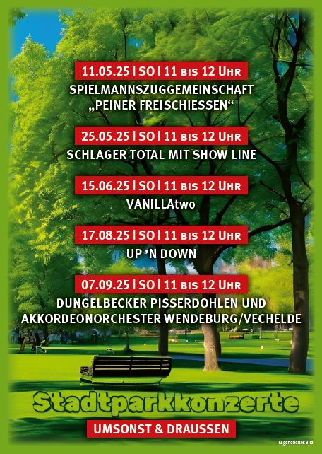 Kulturring Peine e.V. - Werbeplakat der Stadtparkkonzerte 2025.